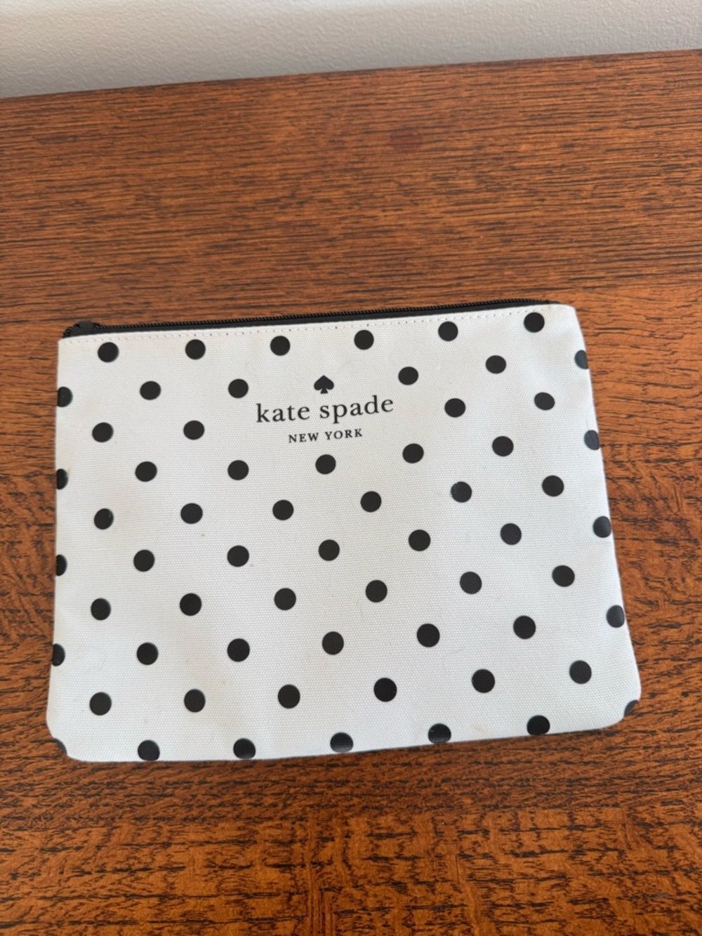 kate spade White and Black Polka Dot Cosmetic Pouch